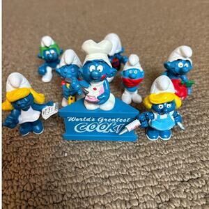 1980's Vintage Smurf A Gram PVC Toy Figures Lot - 8 Smurfs Figurines